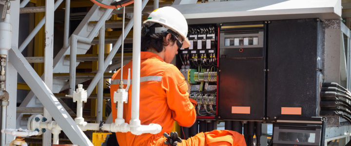 worker practicing electrical equipment safety